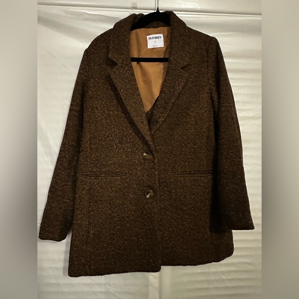 Old Navy Brown Tweed Oversized Blazer